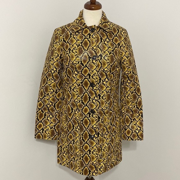 Topshop Snake Embossed Car Coat Size 6 - Picture 3 of 13